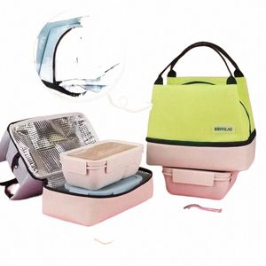 Nowa podwójna warstwa Dopamine Ice Pack Outdoor Lunch Torba z konserwatą z jedzeniem i dużą pojemnością Bento Insulati Bag T1EZ#