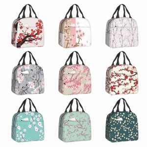 Cherry Blossom Japanese Style Isolated Lunch Bag For Women Sakura Floral FRS Cooler Thermal Lunch Box Office Picnic Travel 04rm#