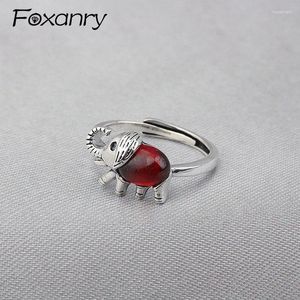 Cluster Rings Elephant Geometric Garnet For Women Couples Vintage Fashion Creative Design Anniversary Jewelry Accessories Gifts