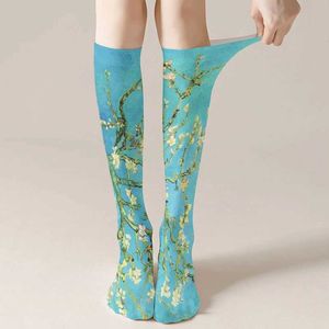 Сексуальные носки дамы сексуальные чулки классические масляные рисунки Печать чулки для девушек