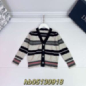 Women's Knits & Tees Spring/summer Boys' Girls' Striped Wool Blended V-neck Knitted Sweater Cardigan Casual Sports Style