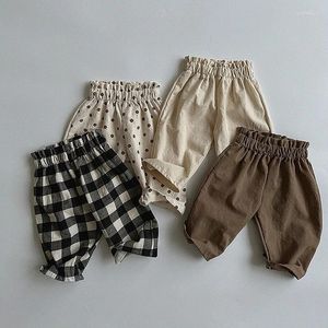 Pantaloni per bambini elastici vintage elastici per bambini abbigliamento per bambini in cotone primaverile tasche traspirabili
