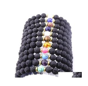 Искусство и ремесла Sier Gold Color Natural Black Lava Stone Burquoise Tigers Bracelet Vaolcano ароматерапия эфирное масло диффузное 1849759