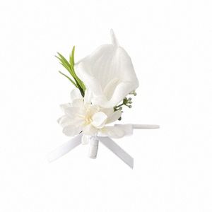 4 PCS BOUTNIERE FRS ACCIORIES CALLA LILY WEDDING CORSAGES and BOUTNIERES PINS GROOM BUTTHOLE MARIRING WEDDING DECOR E0XD＃