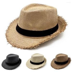 Basker halm sol hatt bred grim cowboy strand kepsar skydd kvinnor