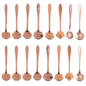 Coffee Scoops SEWS-16 Pcs Set Stainless Steel Flower Spoon Dessert Sugar Ice Cream Stirring Tea Milkshake For Tableware Kitch