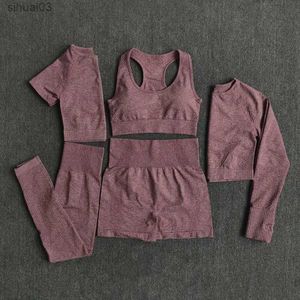 Frauen Tracksuits 2/3/5pcs nahtlose Frauen Yoga Set Workout Sportswear Gymnastikkleidung Fitness Langarm Crop Top High Taille Leggings Sports SL2403