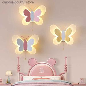 Lampy odcienie motyl dziewczyna pokój światło kreatywne kreskówki dziecięce energooszczędne chłopiec światło sypialnia Ściana światło wisiorek Q240416