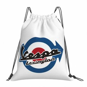 VESPA LOGO RACKPACKS Casual Portable DrawString Påsar DrawString Bundle Pocket Shoes Bag Book BOKs For Travel Students D5iy#