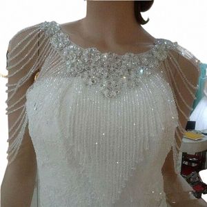 Großhandel 2023 luxuriöser Kristall -Rass -Rhines Bling Bling Brauthülle weiße Spitze Hochzeitsschal Jacke Bolero Wrap Braut Hochzeit P2RI#