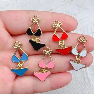 10pcs Gold Color Sexy Bikini Charms Enamel Briefs Pendant Fit DIY Necklaces Earrings Jewelry Making Handcrafted Accessories 240408