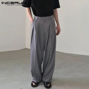 Inderun Men proste spodnie Joggers Solidny kolor koreańsko -uliczny moda mody swobodne spodnie 2024 LUSKIE LISURE Long S5xl 240415