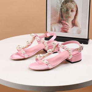 2024 نساء جلود أصلية لؤلؤة 2.5 سم كعب مكتنزة الصنفرة الصيفية Flip-flops t-t-teber slip-on wedder wedder weddatiatiator gladiator shoes buckle size 35-43