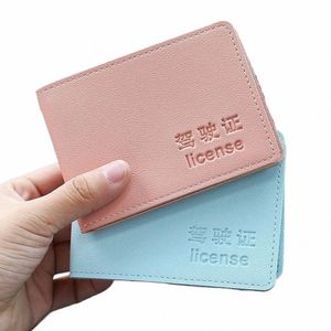 6 kortplatser som kör licens pu läderfodral för kvinnor män förarens licensinnehavare täcker för bilkördokument mapp plånbok u61g#