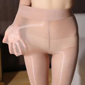 Sexiga strumpor Sexiga oljestrumpbyxor Kvinnor Thin Strumpor Kvinnor Anti-krok Silk Tights Nightclub Thin Horse Oil Socks Kvinnliga nakna ben byxor 240416