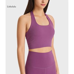 Mulheres Lu Align Sports Bra Halter Halter Pescoço ioga ioga Sem mangas Gym Tank Tops Tops Sexy Cami Crop Crop Top Lemon Gym Execução de exercícios