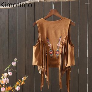 Giubbotti da donna kimotimo boho vintage ricamo a spirale femminile coreano outwear alla moda v collo sovrapposi