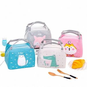 portable Carto Thermal Lunch Bags for Women Kids Sdudent Food Storage Handbags Travel Picnic Pouch Insulated Cooler Lunch Bag U9x6#