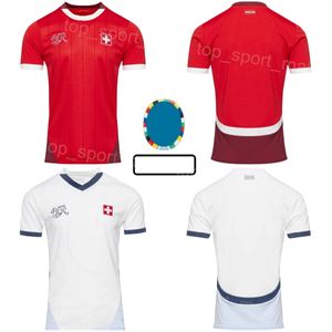 24 25 Euro Cup Switzerland Soccer 19 Dan Ndoye Jersey National Team 23 Xherdan Shaqiri 12 Yvon Mvogo 22 Fabian Schar 8 Remo Freuler 3 Silvan Widmer Football Shirt Kits