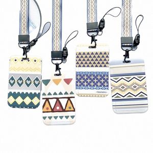 student Identity Badge Card Cover with Neck Strap Bag Geometric Women Men Work Badge Bus Credit Card ID Holder Bags with Lanyard d0Su#