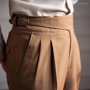 Men's Pants British Style Naples Suit For Men Smart Casual High Waist Straight Trousers Spring Autumn Fashion England Pant Adjustable
