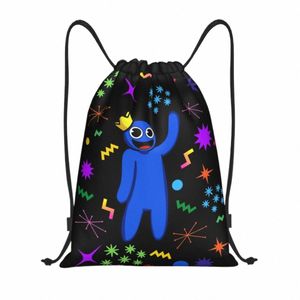 Blue Disco Rainbows Friend Spela Gaming DrawString ryggsäck Kvinnor Män Sport Gym Sackpack Foldbar Training Bag Sack i4i7#