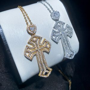 Nowe style mody krzyżowy Naszyjnik utwardzony serce CZ Miłość serca Wisiorek dla kobiet mamo lód biżuteria