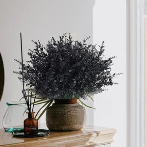 Decorative Flowers Artificial Black Eucalyptus Fake Leaf Stem Simulation Leaves Living Room Wedding Home Decoration
