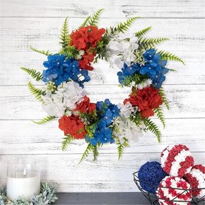 Decorative Flowers Independence Day Artificial Flower Wreath Door Hangings Hydrangeas Hanger Farmhouses Cottage