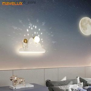 Lampor nyanser söta mini astronaut stil ny modern led väggljus liv barn barn studera baby sovrum hemljus q240416