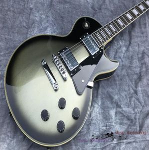 Ny elektrisk gitarr Hela från Kina som lyser Metallic Silver Gradient Blackg Custom Guitar Ebony Fingerboard High Quality Bri6973487