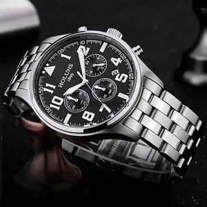 Luxury Man Watch czarny pasek ze stali nierdzewnej Fashion Business Business Watch Mężczyźni sportowi pełne stalowe wodoodporne zegarki dla mężczyzn