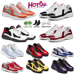 Hotsale Designer Americas Cup XL Casual Buty Wysokiej jakości Patent skórzane zielone zielone siatki czarne trenery Sneakers America Cup Men Lace-Up platforma gumowa nr 53 moda