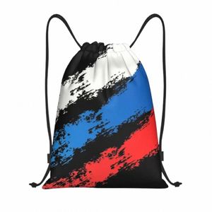 Ryssland Flag Russian Pride DrawString väskor Män Kvinnor Fällbar sport Gym Sackpack Shop Storage Ryggsäckar Y99G#