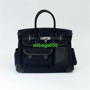 Грузовые сумки BK ткани для сумочки лоскут кожа все ручной работы.35 см Swift Black Silver Buck есть логотип HBRE49