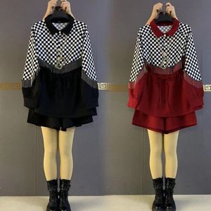 luxury Dresses for women long sleeve designer summer plaid dress shorts two piece set women's clothing