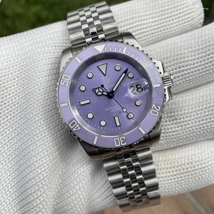 Armbandsur SteelDive Men Automatic Watch 41mm Purple Mechanical Heviswatch Diver 300m vattentät C3 Luminous Sapphire NH35 Ceramic Bezel