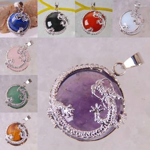 Pendant Necklaces Tigereye/Green Aventurine/Opal/Agate/Amethyst/Lapis Beads GEM Jewelry For Gift Dragon