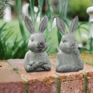 2x Sculpture Sculpture Modern Office Decor Rabbit Garden estátua de estátua para o festival Sala de jantar Holiday Quintal Warming 240411