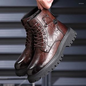 Stiefel Seite Reißverschluss Mann Plattform Antiskid Motocross Männer Knöchel echte Ledermenschen Schuhe Fashion Schuhe