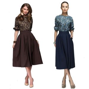 Sukienka damska retro plisowana drukowana kontrast kolor kontrastu