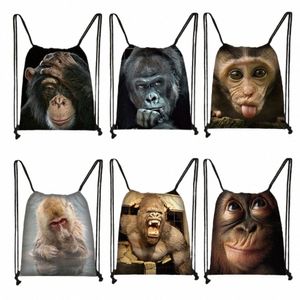 Stume da canna per canine di stampa di Mkey Funny Mkey Orangutan Phinking Women Backpack Shool Holder Casual Storage Borse per il regalo di viaggio N2VE#