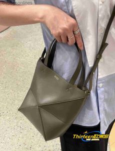 Counter quality Loiweey leather bags luxury women designer tote bags Puzzle Fold Mini Folding Distorted Tote Bag Shoulder Bag Bag