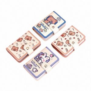 Kawaii Bear Pu Leather Card Holder Cute Multi Grids Busin ID Credit Bank Case Faser Fotoklar Holder Small Portable Plånbok J0pm#