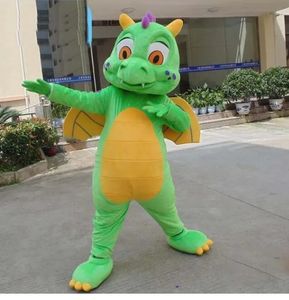 2024 High Quality Green Dragon Mascot Costume Birthday Party Halloween Outdoor Outfit Suit Mascot for Adult Fun Outfit Suit