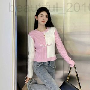 Women's Knits & Tees designer 23 Autumn New Small Fragrant Wind Contrast Color Fashionable Style Round Neck Knitted Sweater for Women BWTQ