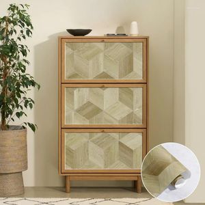 壁紙自然3D木製穀物六角形耐久性のある壁紙家具冷蔵庫キャビネットステッカー皮とスティックの壁覆い