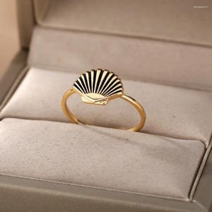 Ringos de cluster Aço inoxidável Cool de cor de ouro para mulheres Shape Crown Ring Engagement Jóias do casamento Bijoux femme