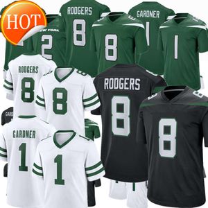 2024 Novo Aaron Rodgers Jersey Custom molho Ahmad Gardner Garrett Wilson Zach Wilson Breece Hall Darrelle Revis Joe Namath Quinnen Williams Wayne Chrebet Football JE JE JE