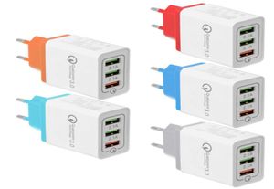 3 Porte Caricabatterie a parete QC30 Quick Charge tre adattatori telefonici USB US US Plug Carma rapida per iPhone Samsung Smartphone8699768